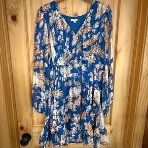Kori Blue Floral Midi Dress